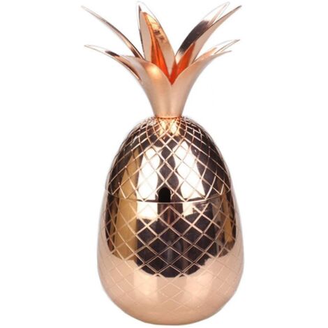 Seau à glace léger, tasses à cocktail ananas en acier inoxydable et cuivre, mug Moscow Mule avec couvercle, chope à bière, tasses à boire, mugs de bar, 500 ml