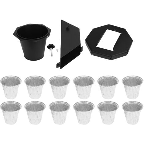 Seau à Graisse avec 12 Pots en Papier d'Aluminium pour Fumoir et Barbecue Récipient Amélioré avec Couvercle