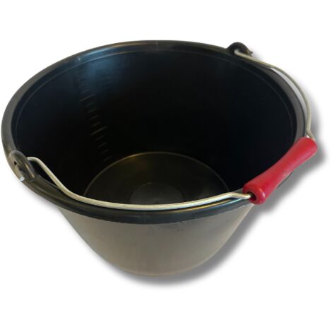 Seau à Veau en Plastique Noir  Capacité de 15 Litres  Anse Robuste en Métal Zinguée pour Durabilité  Idéal pour Alimentation et Hydratation du Bétail  VC6610
