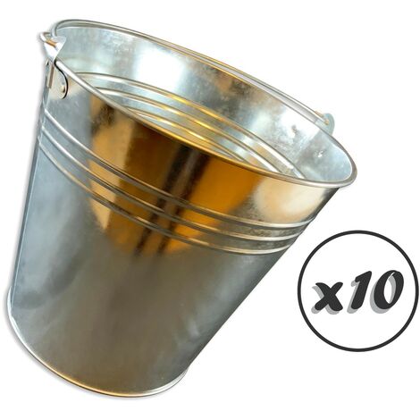 Seau acier galvanisé à chaud - Lot de 10 - Seau galvanisé
