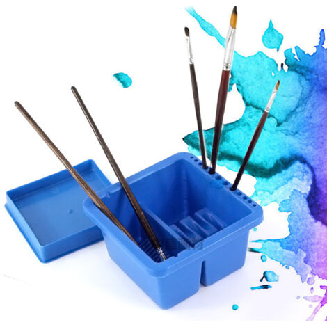 Seau carré en plastique pour nettoyage de pinceaux - Accessoire multifonction pour atelier créatif et arts plastiques