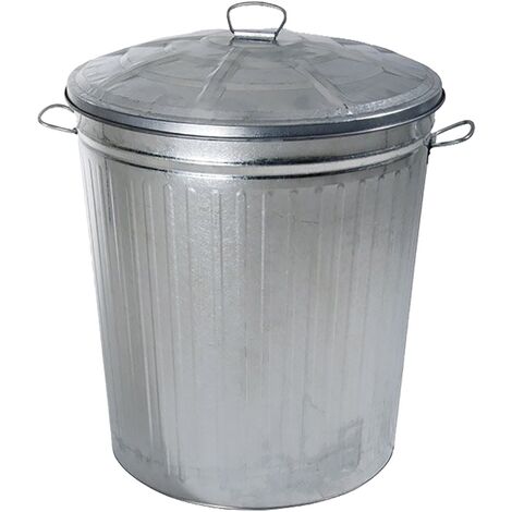 Seau cendrier en acier galvanisé 18L – Couvercle inclus – Résistant aux intempéries – Pour gestion des déchets et jardinage