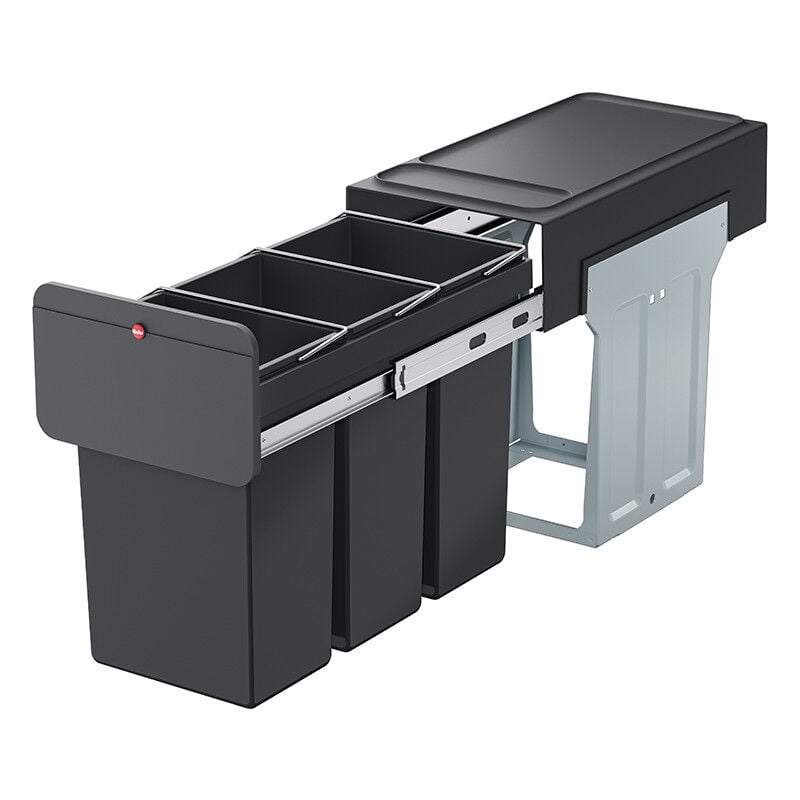 Poubelle de tri sélectif encastrable 30 litres (10+10+10) Hailo EcoLine Design l Trio