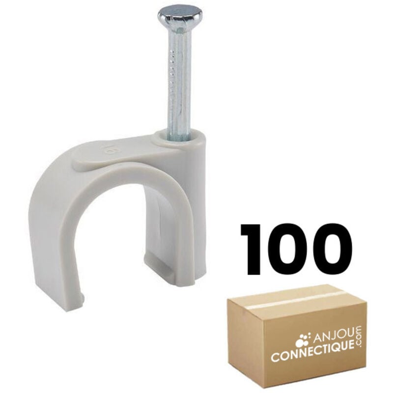 Seau de 100 pontets gris Ø25 pointe béton et bois pour attache câble et conduit RAM