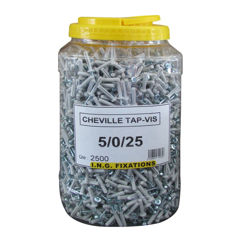 Seau de chevilles à frapper, Tap Vis collerette plate - Vendu par 2500 Ing Fixation