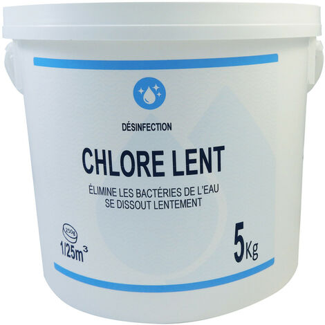 seau de chlore lent 5kg - galets de 250g - Gamme Blanche - Multicolor