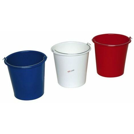 Seau de maçon 10L en polyéthylène – Anse métallique – Ø 28 cm – H 27 cm – Intérieur gradué en litres – Brosserie Thomas - ROND 10 L