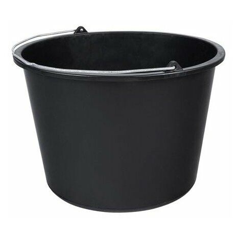 Toolland – Seau à mortier 20 L en LDPE noir – Dimensions 260 x 385 mm – Résistant à l'abrasion pour chantiers humides – Poignée pour transport facile