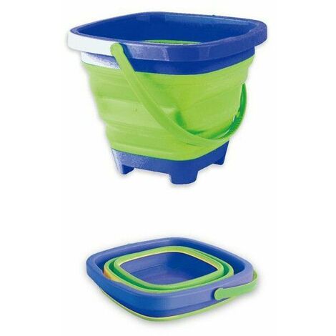Seau de plage pliable pour enfants, seau de rangement de jouets en coquille de sable en silicone multifonction portable (vert)