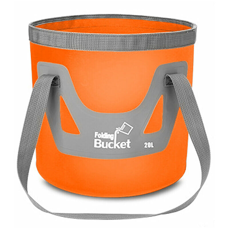 Seau De Stockage D'Eau Pliable De 20 l, Orange, Utilisation pour le camping, la randonnée, les voyages, la pêche et la lessive, Ensoleillé