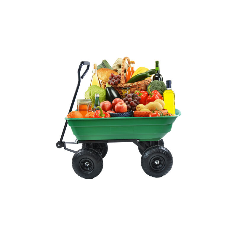 Okwish - Camion à benne basculante de jardin en poly pour voiture pliante avec cadre en acier, 10 pouces. Pneumatiques, capacité de 300 livres,