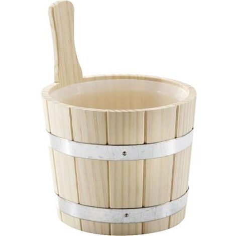 Seau en bois pour sauna avec louche