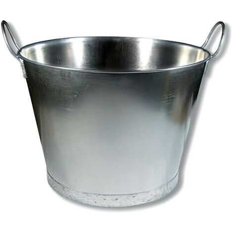 Seau en fer, Chaudron galvanisée abattage en Zinc coloris Gris - Hauteur 45 x Ø 60 cm