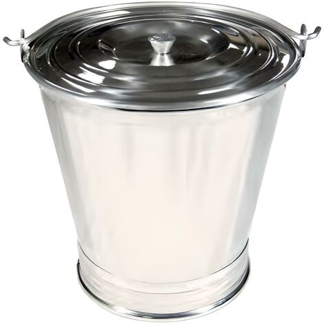 Seau en Inox conique avec couvercle 9L - Longueur 27 x Hauteur 29 cm