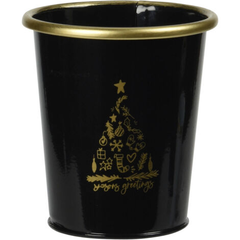 Seau en métal pour Noël, noir, 10 x 11 cm