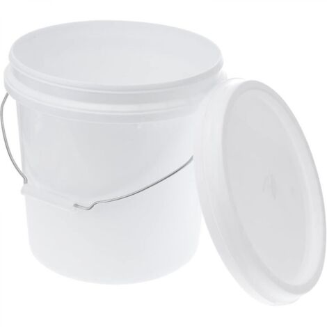 Seau en plastique blanc avec couvercle hermétique pour céréales, céréales, aliments pour animaux, peinture, seau de stockage industriel