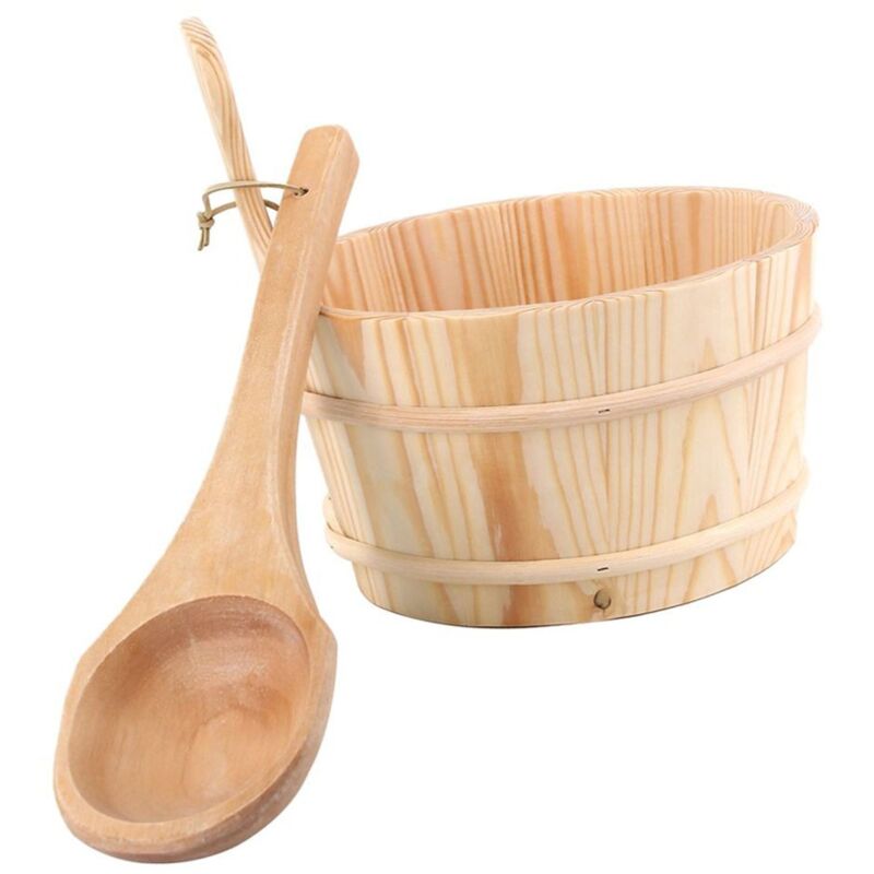 DESINEO Kit seau et louche en bois pour sauna 4 litres