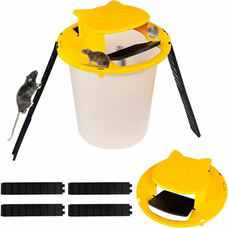 Seau Piège à Souris, Piège à Rats et Attrape Souris Flip Slide Bucket Lid, Pièges à Souris Réutilisables, Mouse Trap Intelligent, Bucket Lid Mouse avec échelle à Glissière(Bucket Non Inclus)