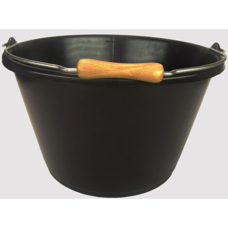 Seau plastique noir avec anse 15 litres – Dimensions 25/38 x 22 cm – Matériau résistant pour usages domestiques et professionnels – Bellijardin