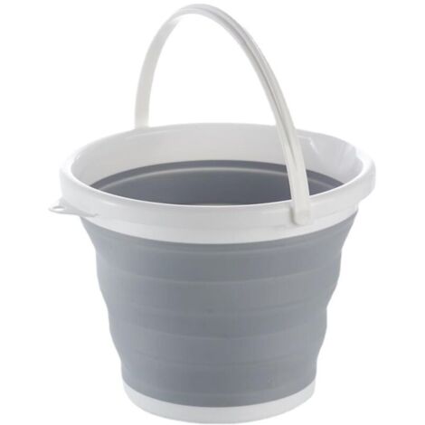 Seau Pliable 5 litres avec Couvercle Sceau Retractable 5l en Silicone et Plastique pour Camping, pêche, Menage etc.