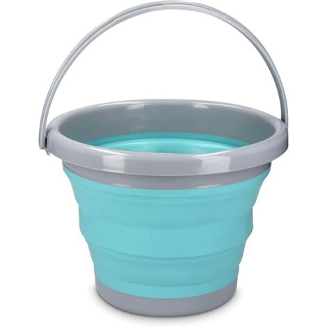 Seau Pliable 5L - Seau Portatif Usage Intérieur et Extérieur - Rangement Rétractable Idéal pour Camping Pêche Ménage Lessive Jardinage