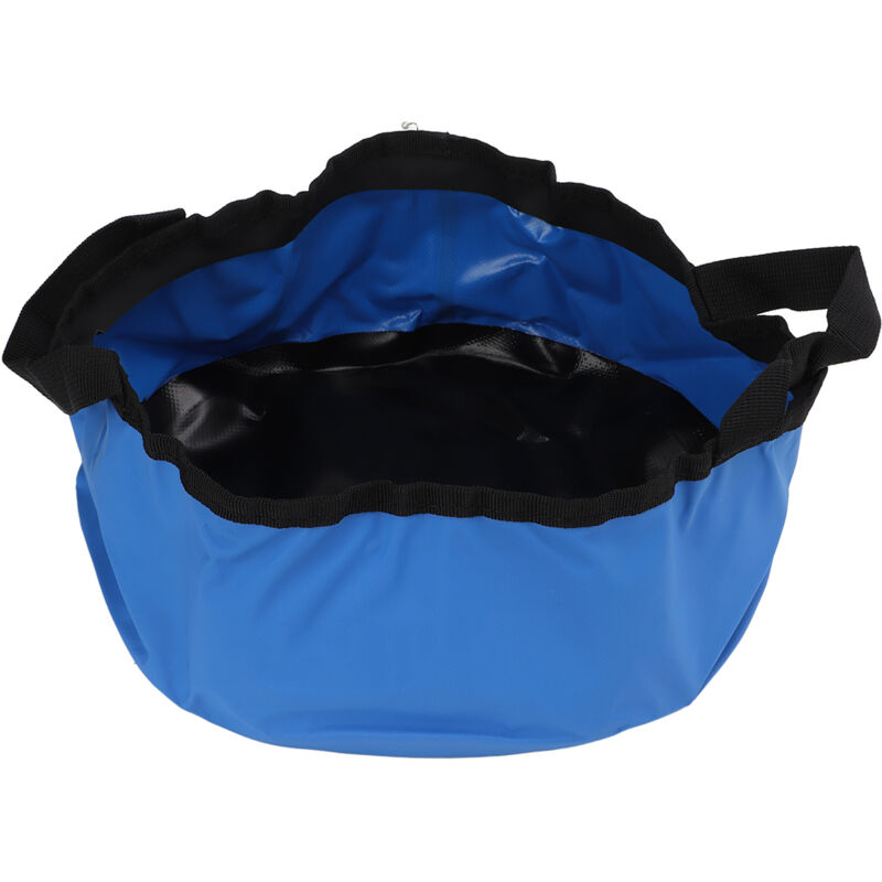 Seau pliable avec poignée, réservoir d'eau léger et compact en PVC épais pour camping, randonnée, pêche - 7.5L Bleu