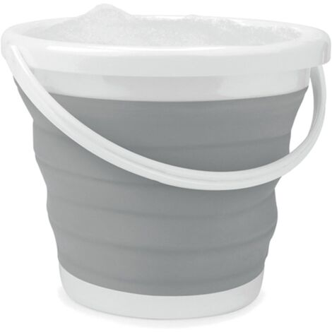 Seau pliable de 10 L, design compact et peu encombrant, pour une utilisation intérieure.