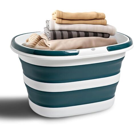 Seau Pliable de 16L avec Poignées, Portable Seau de Nettoyage en Silicone, Bassine Pliable pour Le Nettoyage, Le Rangement, Idéal pour Le Camping, la Maison et Les Déplacements, Bleu
