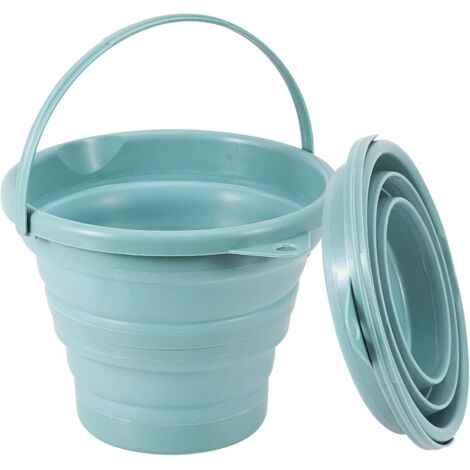 Seau pliable de 3 l - Seau de nettoyage pliable - Château de plage - Peu encombrant - Pour l'extérieur, la pêche, le sable et le camping - Bleu