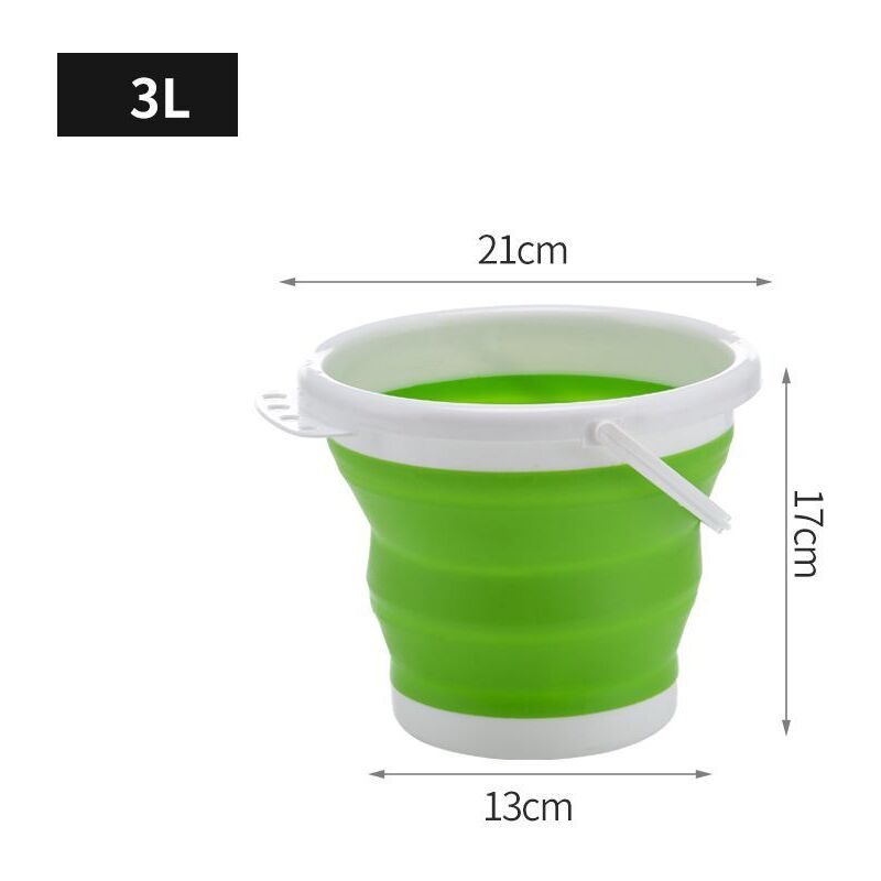 Seau pliable en silicone 3L - vert - blanc