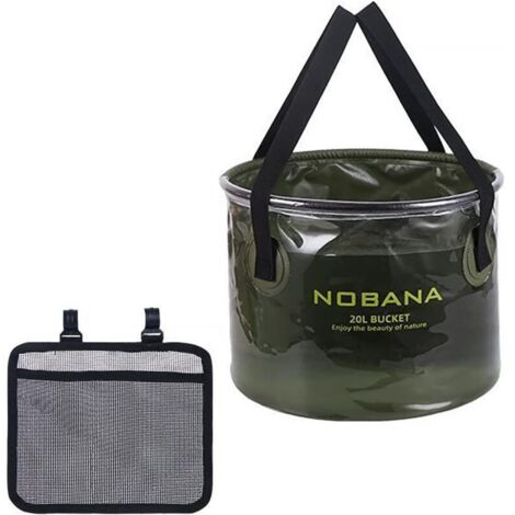 Seau Pliable Seau Pliant Portable 20L avec Poche Filet Latérale pour Camping Pêche Parti Jardin Voyage Randonnée Seau de Lavage Cuvette Pliable Bocal à Eau Pliant