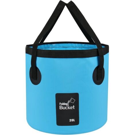 Seau pliable, seau portable pliable de 20 L, seau de lavage de voiture, adapté au camping, à la randonnée, à la pêche et aux voyages, bleu