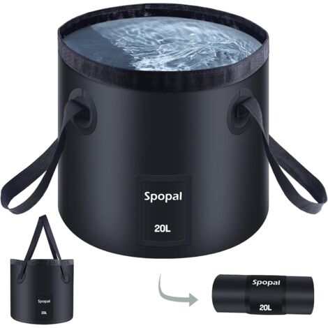 Seau Pliables, [Grande Capacité 20L] Spopal Seau de pêche Pliable Portable, Multifonctionnel, pour la Pêche, Camping,Jardinage,Bassin de Lavage