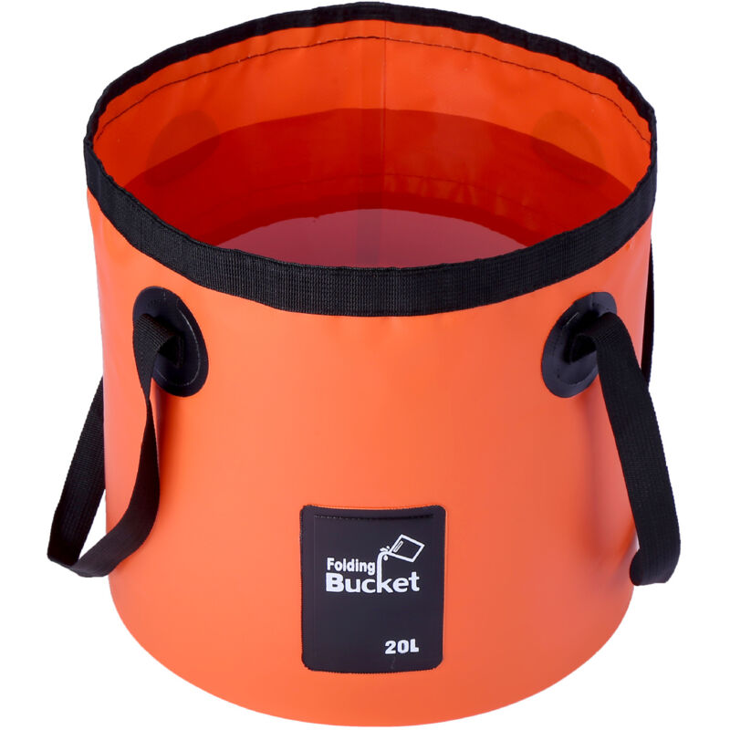 Seau Pliant 20L - Portable Seau Pliable Transporteur d'eau Bac De Lavage pour Camping Randonnée Pêche Voyage Orange