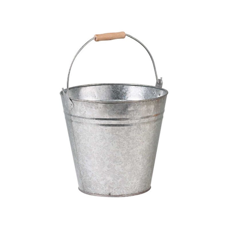 Seau rond en zinc et bois