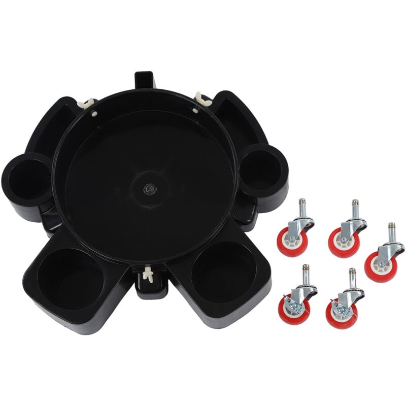 Seau roulant dolly noir multifonctionnel pour la voiture détaillant le lavage avec 5 roulettes pivotantes lourdes