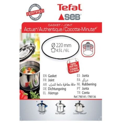 SEB – Joint en silicone pour autocuiseur 4.5L/6L – Fermeture hermétique – Préservation des saveurs – Compatible avec Actua et Cocotte Minute