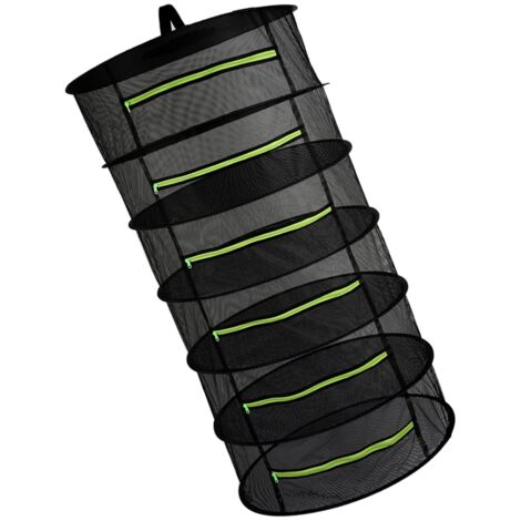 Secador colgante de 6 niveles con cremallera – Secador de malla plegable para flores, brotes y plantas – 60 cm de diámetro – Incluye bolsa de transporte