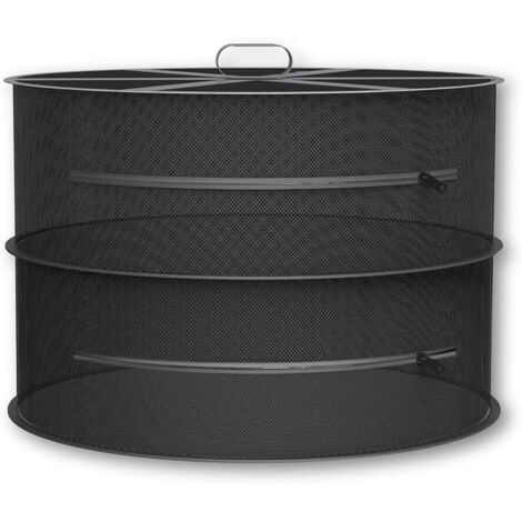 Secador de hierbas de 2 capas (negro), red de secado colgante de 60 cm, red de secado plegable para plantas hidropónicas, peces y malezas.