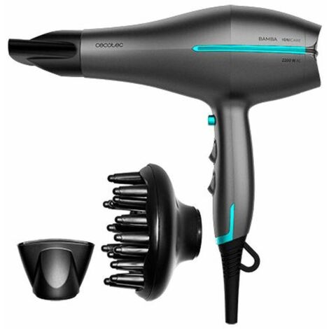Secador de pelo AC de 2200 W de potencia, con función ionizadora y gran caudal.