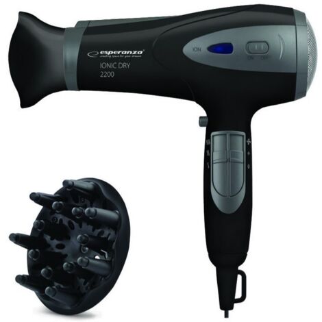 Secador de pelo Esperanza Ionic Viven EBH005K - 2200 W, 3 configuraciones de calor