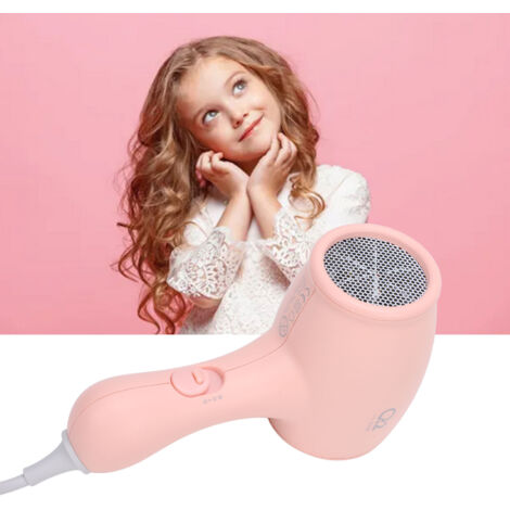 Secador de pelo infantil con ionización negativa y múltiples velocidades: compacto y portátil con control de temperatura constante, enchufe europeo de 220 V, color rosa ABS.