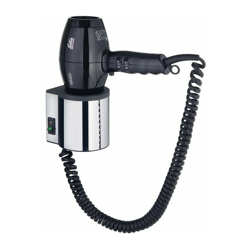 

Secador PLAN completo con soporte de pared, acabado acero inoxidable 230 V / negro-gris KEUCO