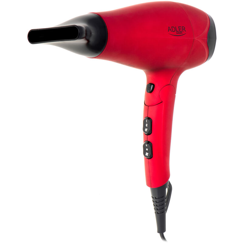 

Secador Pelo de Viaje, Plegable, 2 Niveles Velocidad, 3 Niveles Temperaturas, Boquilla 360º 2500W Rojo - Adler