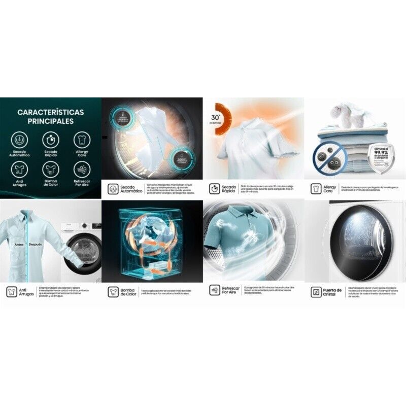 Secadora Hisense Dhqe900uwdc 9kg B.calor D