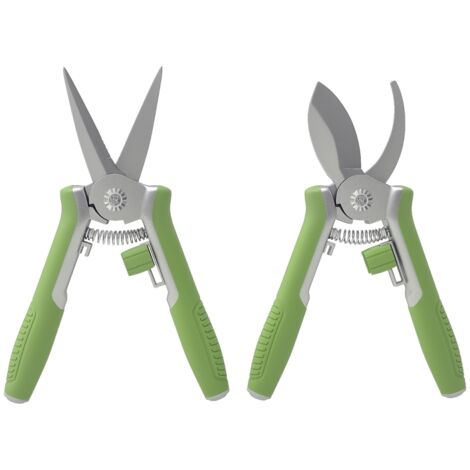 Sécateur 2 pièces, cisaille de jardin, taille-haies, ensemble de jardinage, outils de jardinage en acier inoxydable pour tailler les haies et les branches - Vert