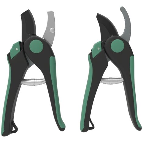 Sécateur 2 pièces, sécateur de jardin, sécateur à dérivation, sécateur à enclume, ensemble d'outils de jardinage - Vert