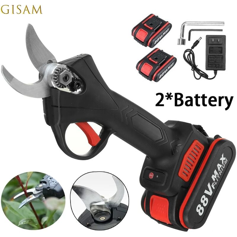 Sécateur 21V 2 batteries Coupeuse d'élagage d'aménagement paysager pour arbres fruitiers
