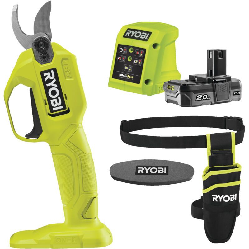 Cisaille Ryobi RY18SCA 18V 1x 2 0Ah avec gaine et pierre à aiguiser