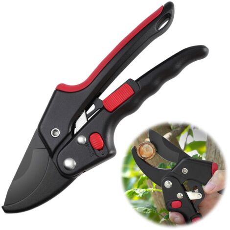 Sécateur à Cliquet Coupe Branches avec Lame SK5 Revêtement en Téflon Lame de Coupe Ergonomic Garden Clippers
